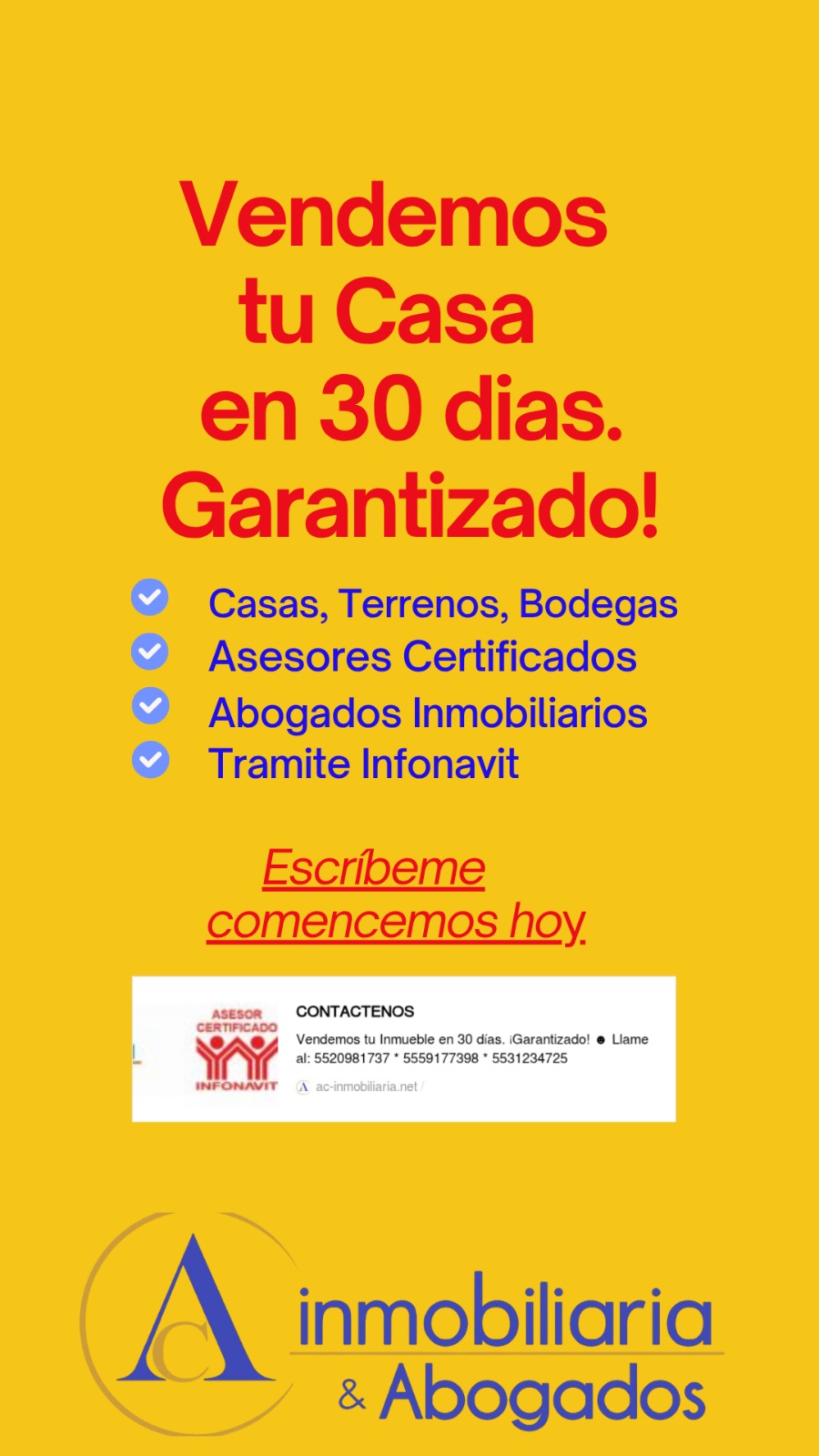 Vendemos tu Casa. Resultado en 30 días !Garantizado!